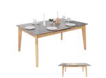 Esszimmertisch MCW-M57, Esstisch, Massiv-Holz Laminat Melamin 160-200X90Cm, Ausziehbar Marmor/Stein-Optik, Helle Beine