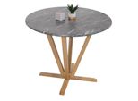 Bistrotisch MCW-M56, Tisch Esstisch, Massiv-Holz Hpl Laminat Melamin Ø92Cm, Marmor/Stein-Optik, Helles Gestell