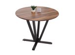 Bistrotisch MCW-M56, Tisch Esstisch, Massiv-Holz Hpl Laminat Melamin Ø92Cm, Sheesham Holz-Optik, Dunkles Gestell