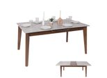 Esszimmertisch MCW-M57, Esstisch, Massiv-Holz Laminat Melamin 160-200X90Cm, Ausziehbar Beton-Optik, Braune Beine