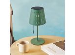Lindby LED-Solar-Tischleuchte Hilario, grün, Eisen, Akku
