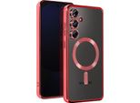 Avizar, Custodia In Silicone Magsafe Per Samsung S24 Fe Con Cornice Cromata, Rosso