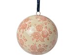 Ciondolo Decorativo Clayre & Eef Ø 8 Cm Fiori In Vetroceramica Beige