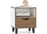 Comodino Costway, Tavolino Con Vano A Giorno, Cassetto E Gambe Di Sostegno In Metallo, Tavolino Da Divano, Cassettiera Da Letto, Console Da Letto, 37 X 33 X 44 Cm