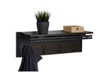 Wandgarderobe MCW-A27, Garderobe Regal, 4 Haken 24X75X24Cm 3D-Struktur ~ Dunkelbraun