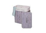 WäSchekorb MCW-C21, Laundry WäSchebox WäSchesammler WäSchebehäLter, Bambus 2 FäCher 63X55X34Cm 100L ~ Grau-Blau