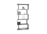 BüCherregal MCW-A27, Standregal Wohnregal, 183X80Cm 3D-Struktur 5 Ebenen ~ Grau, Metall Schwarz