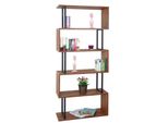 BüCherregal MCW-A27, Standregal Wohnregal, 183X80Cm 3D-Struktur 5 Ebenen ~ Wildeiche-Optik, Metall Schwarz