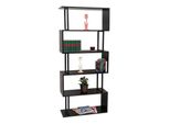 BüCherregal MCW-A27, Standregal Wohnregal, 183X80Cm 3D-Struktur 5 Ebenen ~ Dunkelbraun, Metall Schwarz