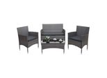 Poly-Rattan Garnitur MCW-F55, Balkon-/Garten-/Lounge-Set Sofa Sitzgruppe ~ Grau, Kissen Dunkelgrau