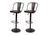 2Er-Set Barhocker Mcw-H10A, Tresenhocker Barstuhl, HöHenverstellbar Drehbar Industrial Kunstleder Metall ~ Vintage Braun