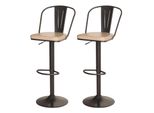 2Er-Set Barhocker Mcw-H10A, Tresenhocker Barstuhl, HöHenverstellbar Drehbar Industrial Kunstleder Metall ~ Vintage Beige