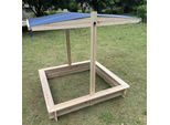 Nyvi Sandkasten Mit Verstellbarem Sonnenschutz 126X118,5X115 Cm - Holz - Schutz Vor Verunreinigungen, Outdoor Spielkasten