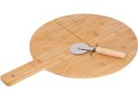 Set Per Pizza In Bambù - 2 Pezzi Con Tagliere E Tagliapizza