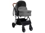 Vidaxl Carrozzina 3 In 1 Grigio Chiaro E Nero Acciaio