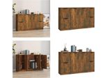 Vidaxl Credenze 3 Pezzi. Materiale In Legno Di Quercia Affumicata - Credenza - Credenze - Mobile - Mobile Credenza