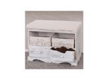 Sitzbank Kommode Mit 2 KöRben 42X62X33Cm, Shabby-Look, Vintage ~ Weiß