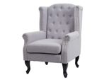 Sessel Chesterfield Oxford, Relaxsessel Clubsessel Ohrensessel, Wasserabweisend Stoff/Textil ~ Grau Ohne Ottomane