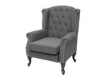 Sessel Chesterfield Oxford, Relaxsessel Clubsessel Ohrensessel, Wasserabweisend Stoff/Textil ~ Dunkelgrau Ohne Ottomane