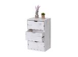Kommode MCW-C62, Schubladenkommode Holzkiste, Shabby-Look Vintage 3 Schubladen 53X32X26Cm ~ Weiß