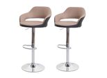 2Er-Set Barhocker MCW-F16, Barstuhl Tresenhocker Drehhocker, Mit Lehne Kunstleder ~ Taupe-Schwarz