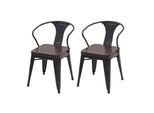 2Er-Set Esszimmerstuhl Mcw-H10D, Stuhl KüChenstuhl, Chesterfield Metall Kunstleder Industrial Gastronomie ~ Schwarz-Braun