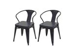 2Er-Set Esszimmerstuhl Mcw-H10D, Stuhl KüChenstuhl, Chesterfield Metall Kunstleder Industrial Gastronomie ~ Schwarz-Grau