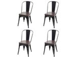 4Er-Set Esszimmerstuhl Mcw-H10E, KüChenstuhl Stuhl, Chesterfield Metall Kunstleder Industrial Gastronomie ~ Schwarz-Braun