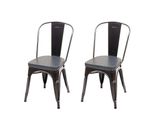 2Er-Set Esszimmerstuhl Mcw-H10E, KüChenstuhl Stuhl, Chesterfield Metall Kunstleder Industrial Gastronomie ~ Schwarz-Grau