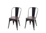 2Er-Set Esszimmerstuhl Mcw-H10E, KüChenstuhl Stuhl, Chesterfield Metall Kunstleder Industrial Gastronomie ~ Schwarz-Braun