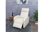 Fernsehsessel MCW-F76, Relaxsessel Sessel Liegesessel, Liegefunktion Verstellbar Stoff/Textil ~ Creme