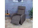 Fernsehsessel MCW-F76, Relaxsessel Sessel Liegesessel, Liegefunktion Verstellbar Stoff/Textil ~ Grau-Braun