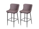 2Er-Set Barhocker MCW-H79, Barstuhl Tresenhocker, Vintage Metall FußAblage ~ Stoff/Textil Dunkelgrau