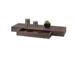 Wandregal MCW-H37, Schweberegal Wandboard HäNgeregal Regal, Schublade Massiv-Holz 8X80X25Cm ~ Braun, Shabby