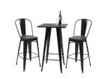 Set Stehtisch + 2X Barhocker MCW-A73 Inkl. Holz-Tischplatte, Barstuhl Bartisch, Metall Industriedesign, Mvg ~ Schwarz