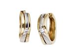 Paar Creolen Jobo, Gold (Gelbgold 333), Ohrringe, Damen, 15,6Mm, Gelbgold 333, 333 Gold Bicolor Mit Zirkonia