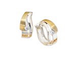 Paar Creolen Jobo, Silber (Silber 925), Ohrringe, Damen, 15,2Mm, Silber 925 (Sterlingsilber), 925 Silber Bicolor Vergoldet Mit Zirkonia