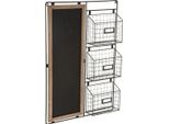 Atmosphera CréAteur D'intéRieur Organizzatore Da Parete Con Lavagna In Metallo Mdf Nero Marrone 70 Cm X 50 Cm X 8 Cm