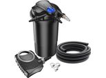 Set Completo Sunsun: Filtro A Pressione Per Laghetti CPA-15000 Fino A 30000 L Con Chiarificatore UV-C Da 18 Watt, Pompa Per Laghetti NEO6000 Supereco 6000L/H 40W, Tubo Per Laghetti Da 5 M 38 Mm (1 1/2"), Fascette Stringitubo W1 44-47Mm"