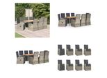 Vidaxl Set Da Pranzo Da Giardino 9 Pezzi Con Cuscini In Poly Rattan Grigio - Set Da Pranzo Da Giardino - Set Da Pranzo Da Giardino - Set Da Pranzo Da Terrazza