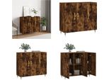 Vidaxl Credenza In Rovere Fumé 90X34X80 Cm In Legno - Credenza - Credenza - Armadio - Armadio Portaoggetti