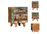 Vidaxl Comodino Intagliato A Mano 40X30X50 Cm In Legno Massello Antico - Comodini