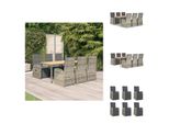 Vidaxl Set Da Pranzo Da Giardino 7 Pezzi Con Cuscini In Poly Rattan Grigio - Sedie Da Giardino