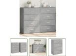 The Living Store Credenze 2 Pz. Grigio Cemento 60X31X84 Cm Materiale A Base Di Legno