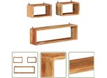 The Living Store Set Di Scaffali A Cubo Da 3 Pezzi In Legno Massiccio Di Acacia