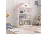 Scaffale Per Bambini 'Vipsali' A Forma Di Casa 107 X 83 X 30 Cm Bianco/Rosa