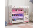 Scaffale Per Bambini "SøNdreland"" Con Un'anta Dell'armadio E 9 Scatole Pieghevoli 80 X 90 X 30 Cm Con Motivo A Unicorno"