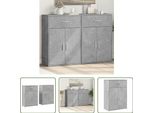 The Living Store Credenze 2 Pz. Grigio Cemento 60X30X84 Cm Materiale A Base Di Legno