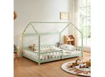 Letto Per Bambini 'Hesel' Con Rete A Doghe Anticaduta 140 X 200 Cm Verde Menta