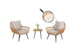 Poly-Rattan Garnitur MCW-N34, Balkon-Set Gartengarnitur Sitzgruppe Stuhl Beistelltisch ~ Hellgrau